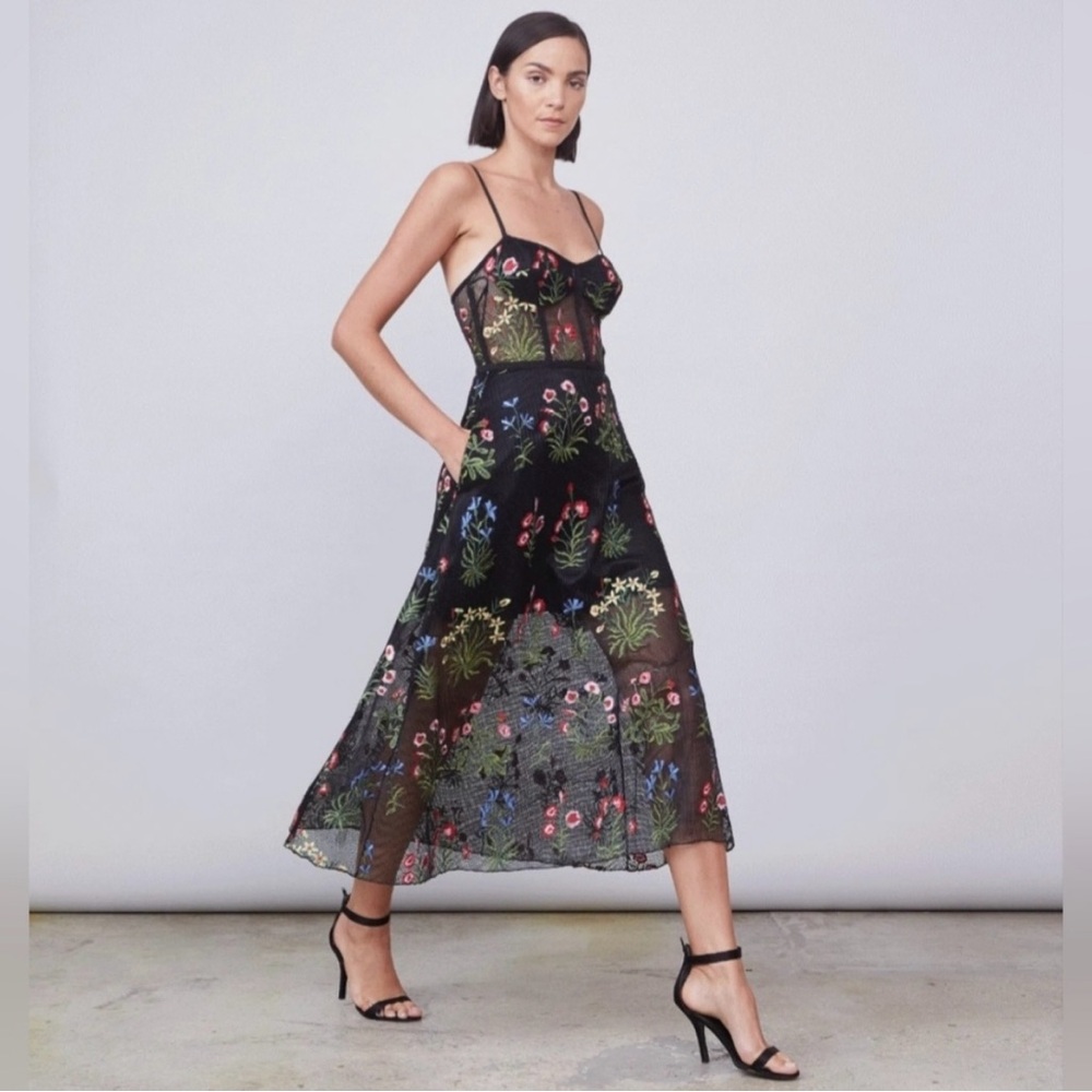 Allen Schwartz mesh and floral dress
